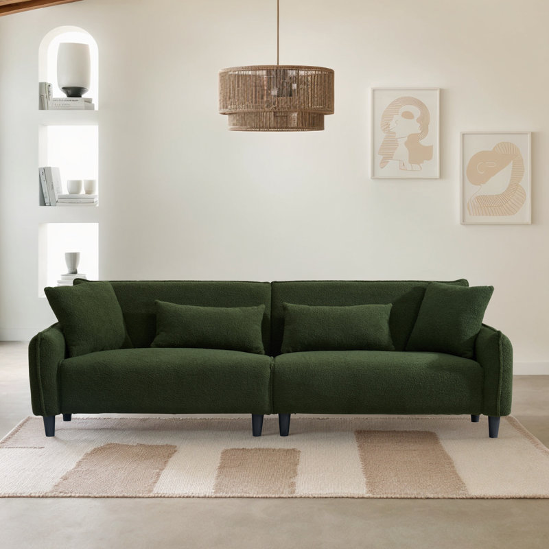 Causeuse rembourrée 96,8 po avec 4 coussins, Vert