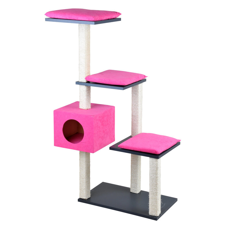 Sheila 126cm H Cat Tree, Anthracite/Pink