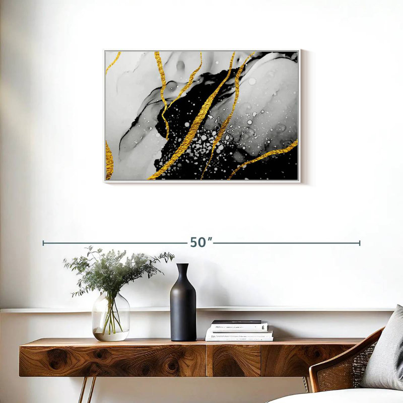 Feuille d'or Catriona, Cadre flottant blanc, 31 po x 21 po