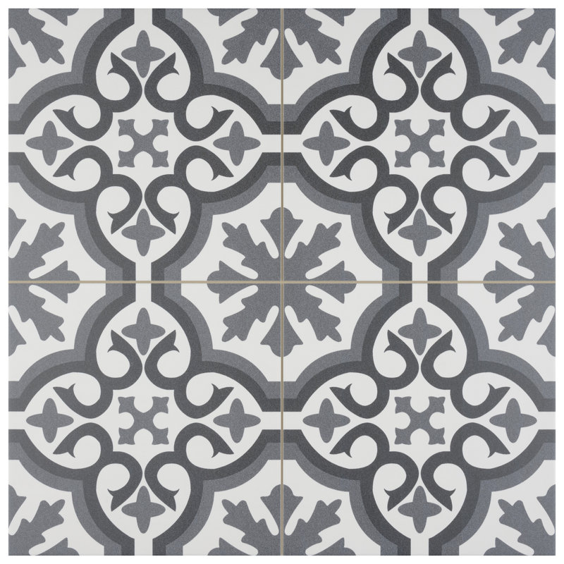 Carreau de porcelaine 18 po x 18 po Berkeley, Gris / Blanc