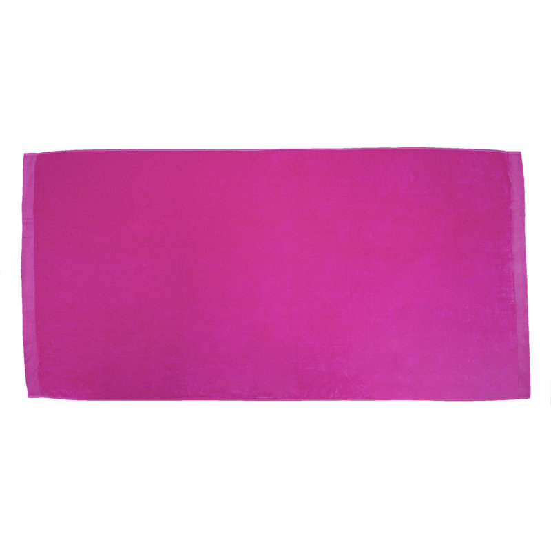 Monthamre 100% Cotton Midweight Beach Towel, Hot Pink