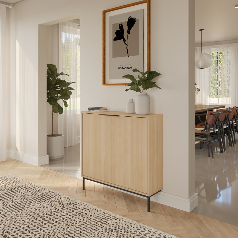 Slim 2-door Storage Console, Beige