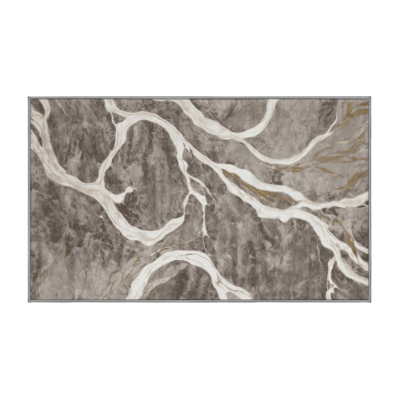Machine Washable Gray Area Rug, Rectangle 6' x 9'
