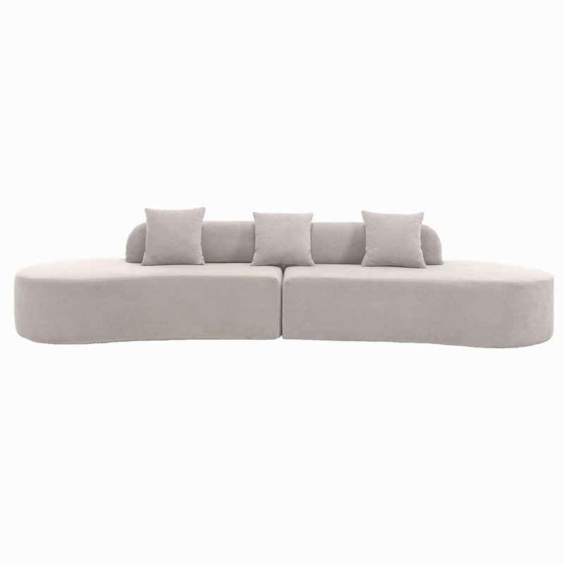 Canapé combiné moderne incurvé, canapé en tissu éponge, canapé minimaliste dans le salon, appartement, aucun assemblage requis, trois coussins