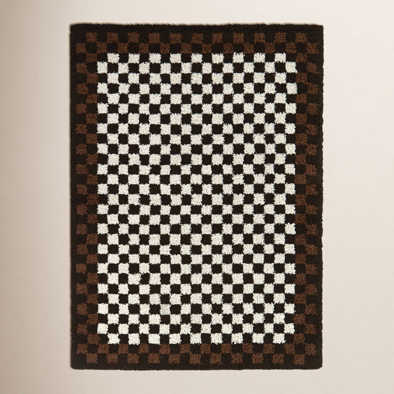 Tapis à poils longs brun / crème Joshuah Channahon, Rectangle 5 pi 3 po x 6 pi 12 po