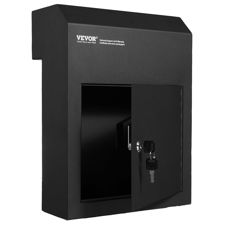 Heavy Duty Black Steel Lockable Wall Mounted Mailbox