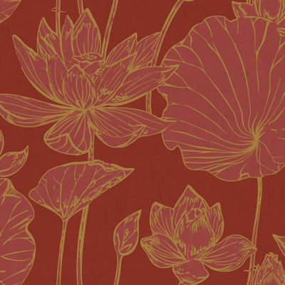 Rouleau de papier peint floral de L 27 pi x l 27 po Artie Lotus