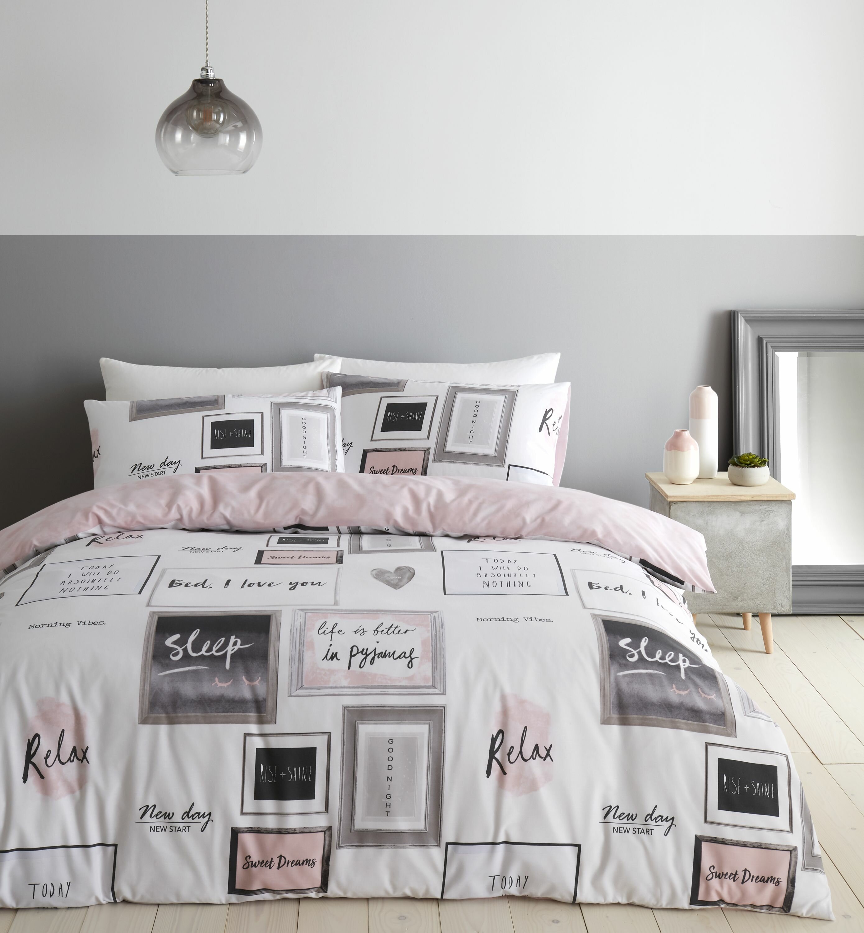 Dramatic Floral Catherine Lansfield Blush Pink Duvet Covers Quilt Bedding  Set