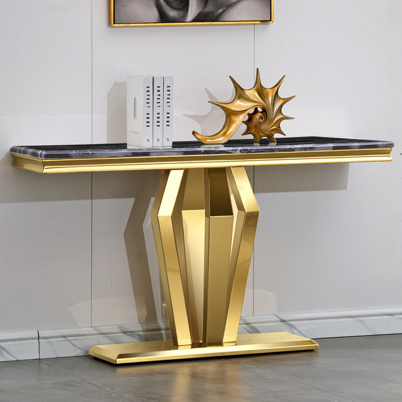 Maxence 50'' Console Table, Black, Gold