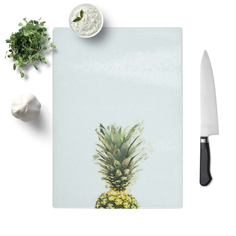 Glass It's Pineapple Time Chopping Board, 39 cm W x 28.5 cm L