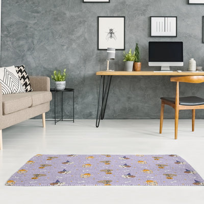 Tapis mauve/brun/jaune fait main