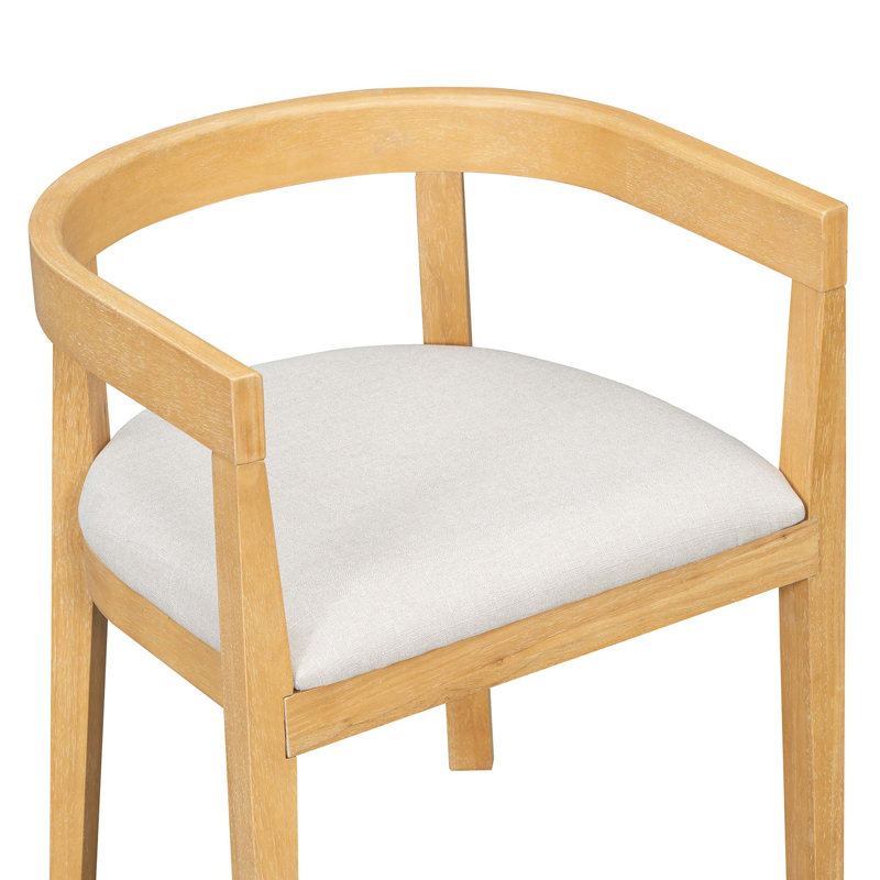 Ensemble de salle à manger élégant 7 pièces avec chaises en tonneau rembourrées et table en bois, Naturel