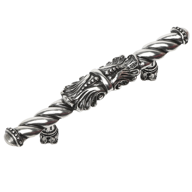 Poignée Acanthus de style roman, Argent argent, 4"