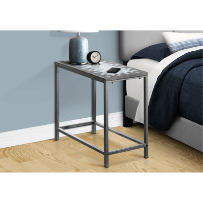 Table en métal bleu à carreaux bleus pour le salon et la chambre à coucher - transitionnelle, idéale comme pièce décorative