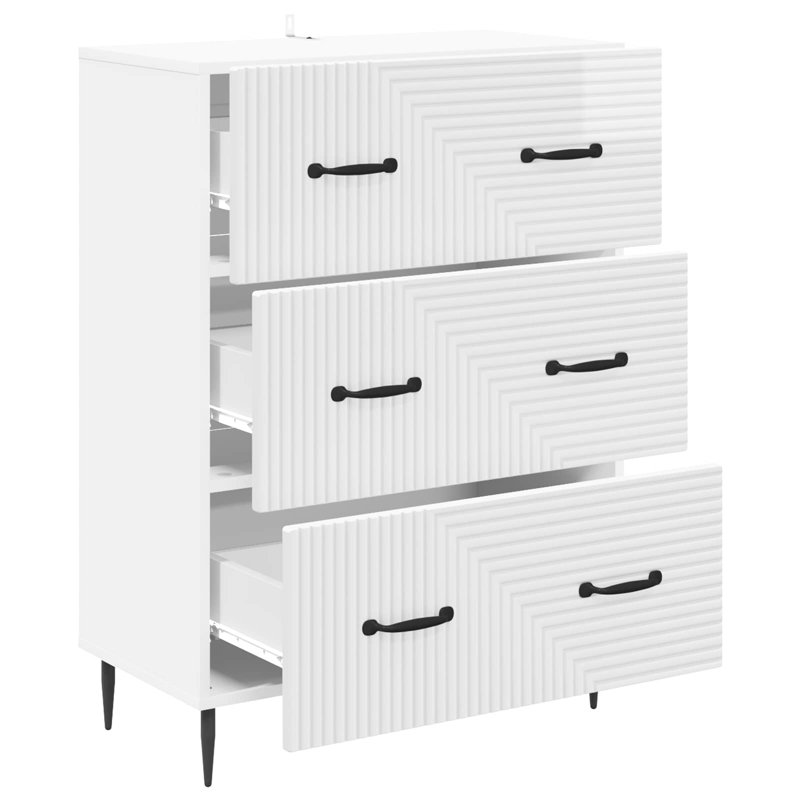 3 -Drawer Rectangle Accent Chest, High Gloss White