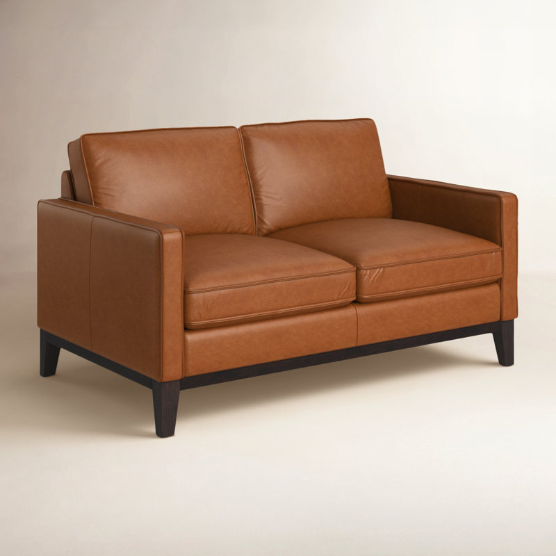 Cascades Upholstered 59'' Loveseat, Chestnut Genuine Leather