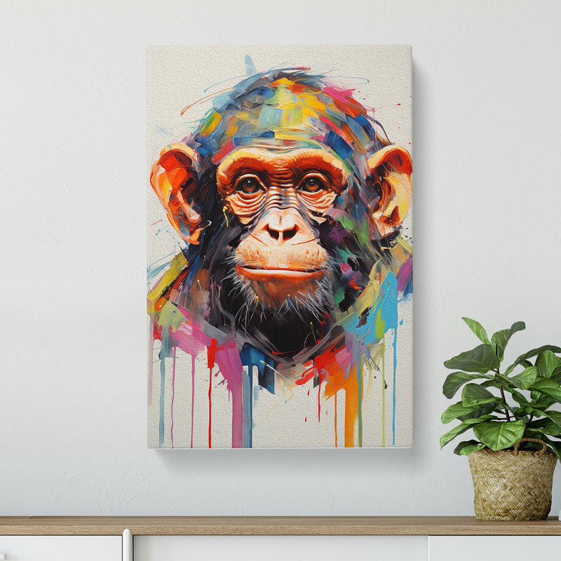 Monkey Gestural - Wrapped Canvas, 76cm H x 50cm W x 3cm D