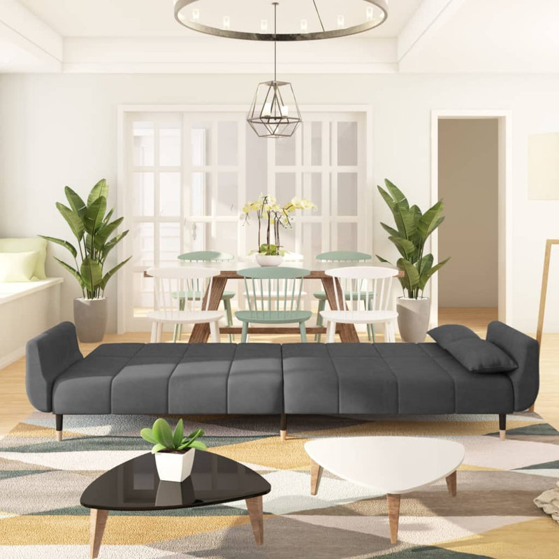 86.6'' Velvet Sofa, Dark Gray Velvet
