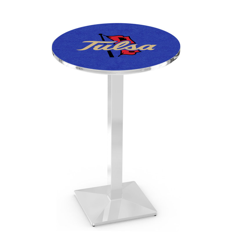 Round Metal Base Dining Table, Chrome, University of Tulsa