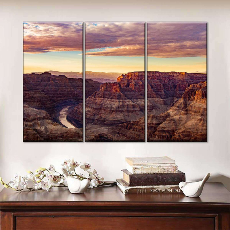 Ensemble de 3 formes de roches sur toile Grand Canyon, H 28 po x l 45 po x P 1,25 po