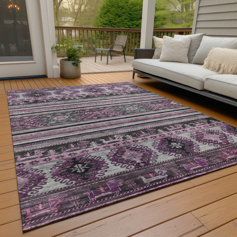 Machine Washable Indoor/Outdoor Claudian ACN1626 Purple Rug, Rectangle 8' x 10'