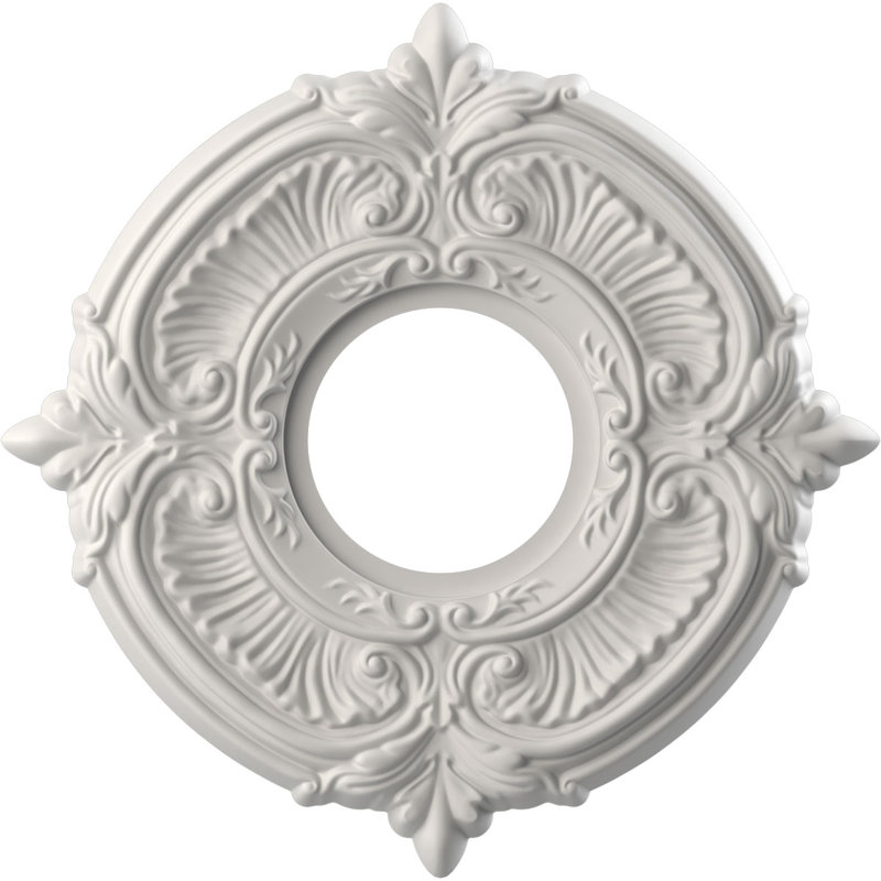 Attica Thermoformed PVC Ceiling Medallion, Satin Blossom White, 10" H x 10" W x 0.75" D
