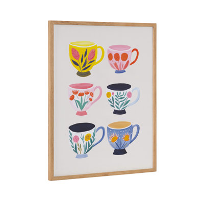 Botanical Coffee Shop Tea Cups by The Creative Bunch Studio Framed Wall Art Print