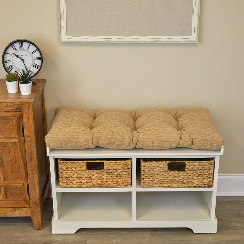 Chenille Non-Slip Bench Cushion, Natural, 33" W x 14" D