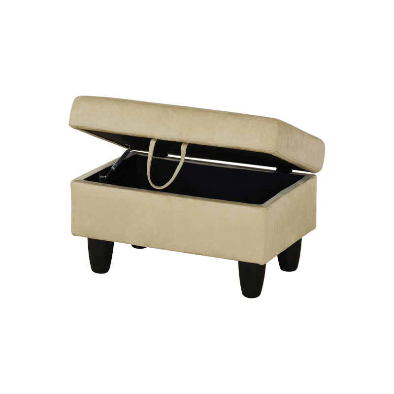 Rehmaan Upholstered Storage Bench, Beige 100% Cotton