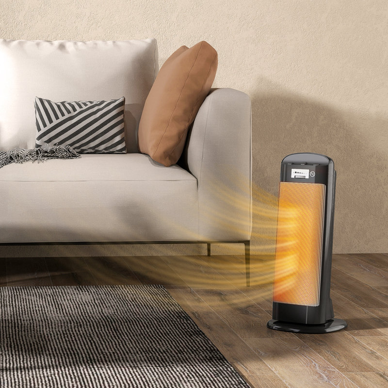 HOMCOM 220W 5118 BTU Electric Tower Space Heater with Adjustable Thermostat and with Digital Display
