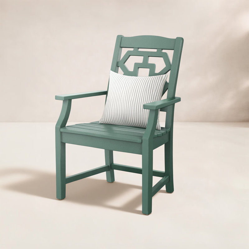 Chaise de salle à manger d'extérieur Chinoiserie, Vert