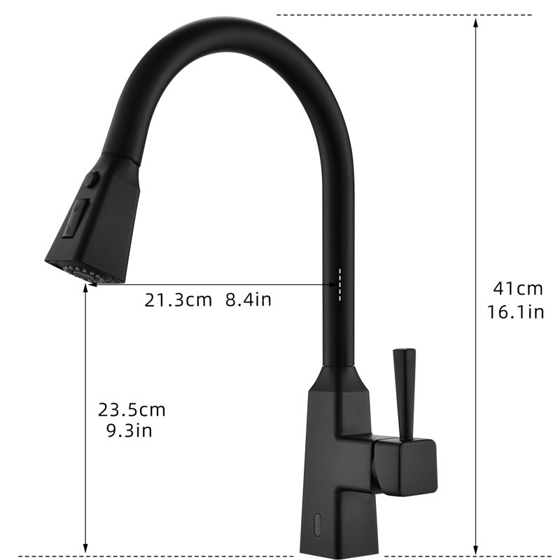 Robinet de cuisine sans contact - Automatique intelligent avec capteur de mouvement de remplissage en céramique de laiton noir escamotable activé pour un fonctionnement en douceur