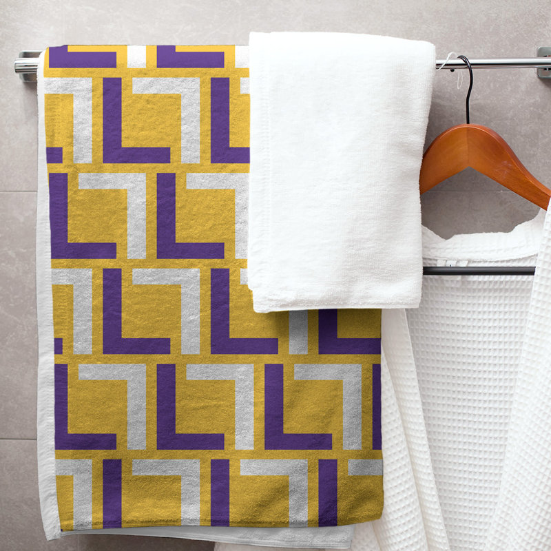 Bath Towel, Gold/Purple/White