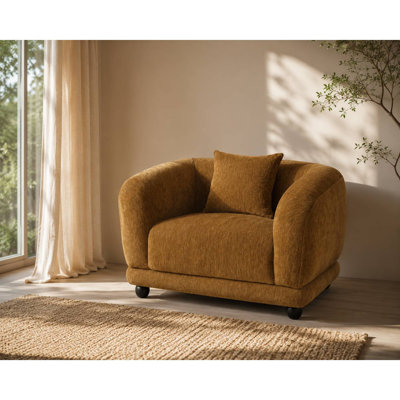 Fauteuil Lennox Brown en chenille avec coussin