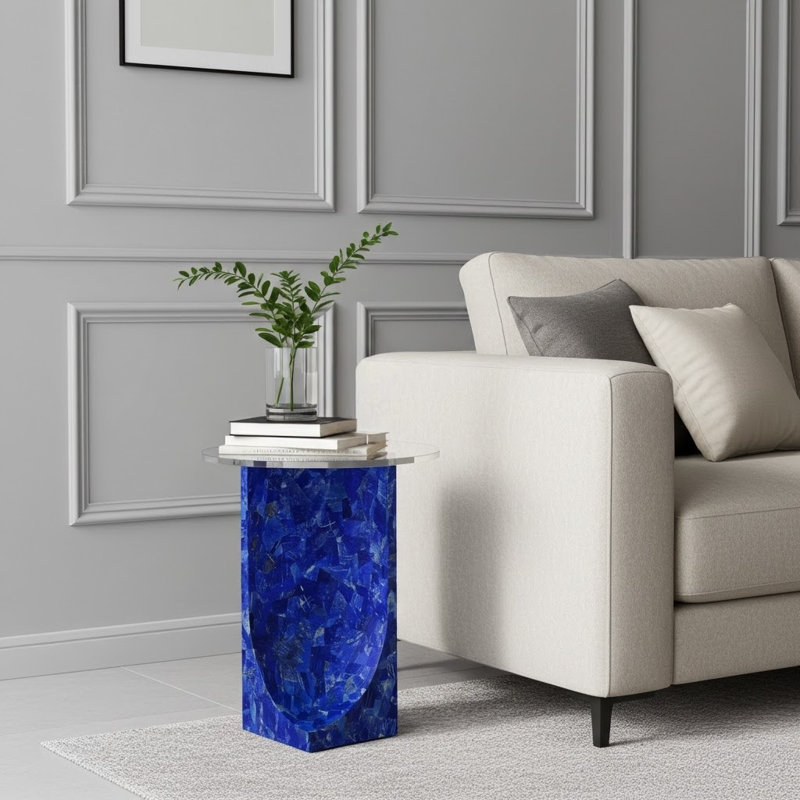 Chisel De Mason Side Table, Lapis Lazuli