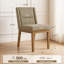 Chaise de salle à manger rembourrée en lin avec pieds en bois massif-128942159