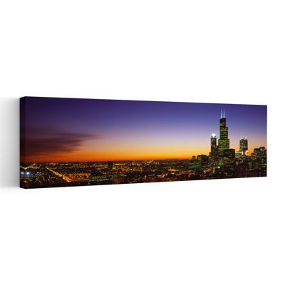Nuit, Chicago, ville abstraite, architecture contemporaine, art mural
