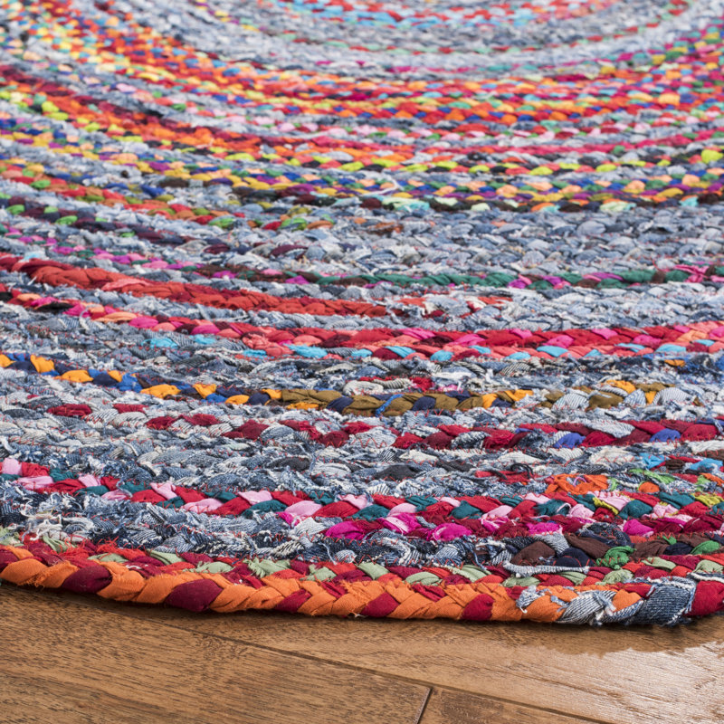 Asht Hand Woven Cotton Rug, Round 8'