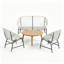 Ensemble de conversation en rotin blanc 4 pièces avec table en bois d'acacia - causeuse + 2 chaises + table basse carrée pour patio / terrasse / jardin-130603013