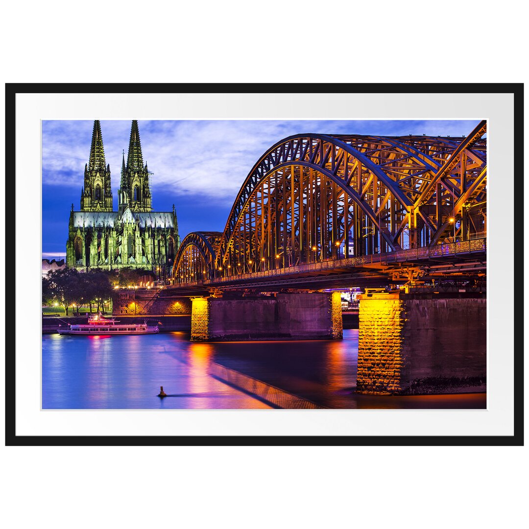 Gerahmtes Poster Hohenzollernbrücke bei Nacht