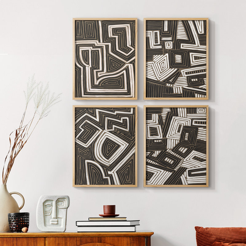 «Abstract Maze I», reproduction encadrée, Naturel, H 20 po x l 16 po