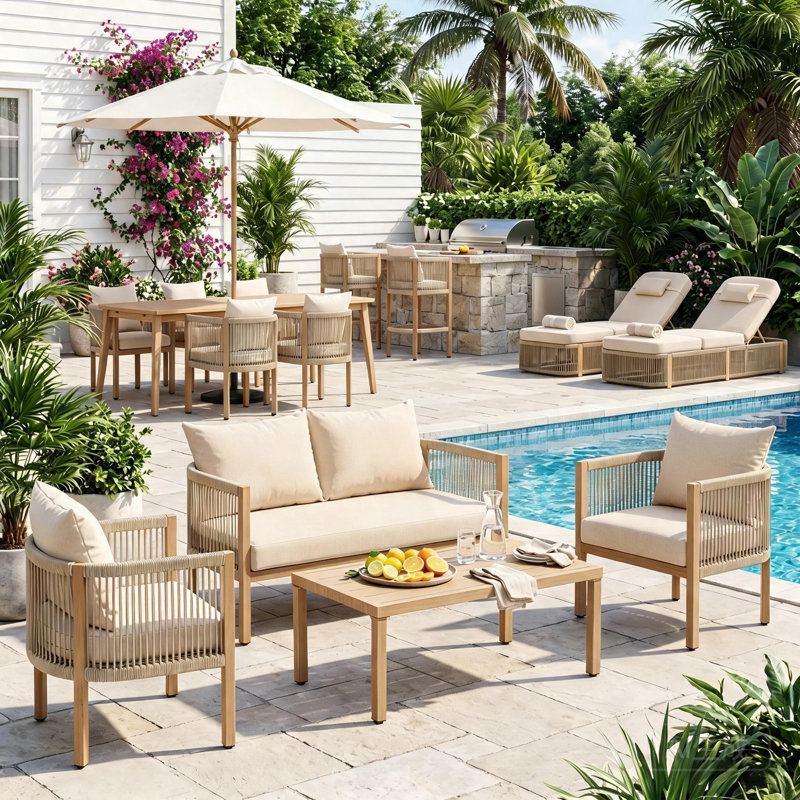 Ensemble de conversation pour patio 4 pièces, Beige