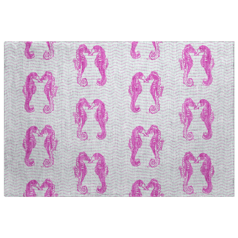 Tapis d'hippocampe de première qualité ADS194, Rose, 2 pi 6 po x 3 pi 10 po