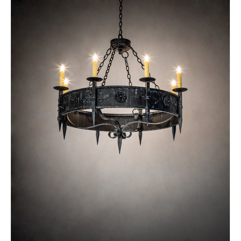 8 - Light Dimmable Wagon Wheel Chandelier