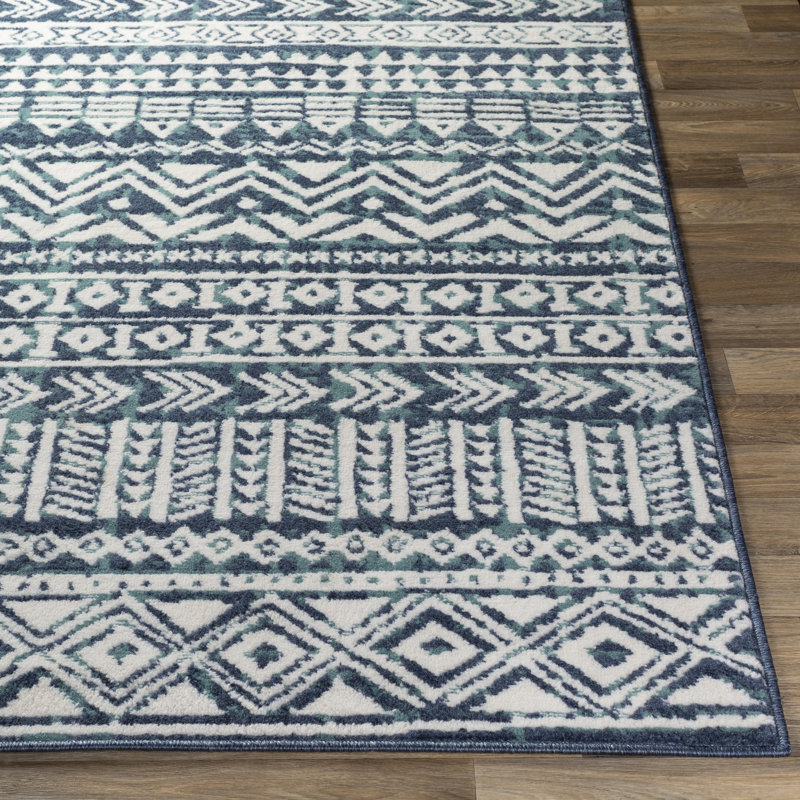 Tapis noir tissé à la machine Kimetra, Rectangle 5 pi 3 po x 7 pi 3 po