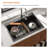 33" L x 22" W Double Bowl Rectangular Drop-In Workstation Quartz Kitchen Sink 60/40 Low-divider Granite Composite Sink-116380294