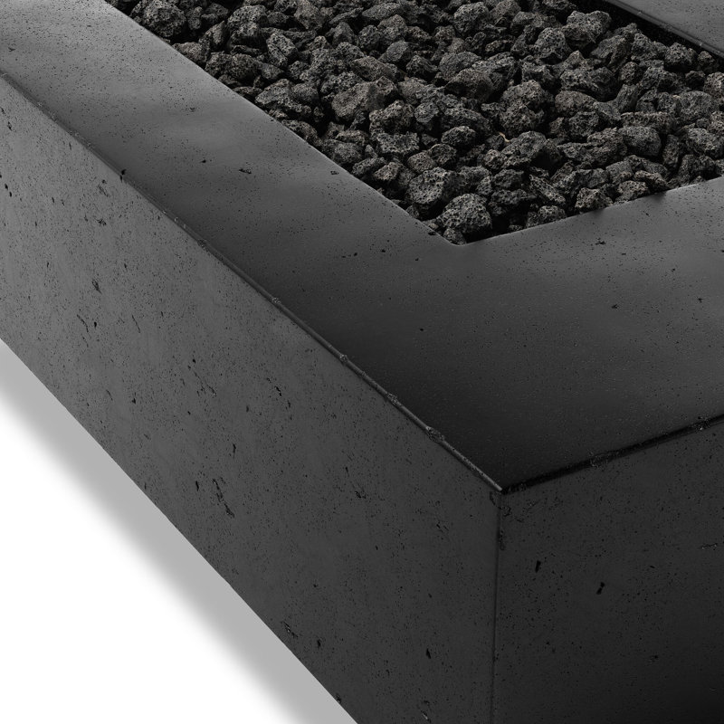Kenton Rectangle Concrete Fire Pit Table, Natural Gas, Black