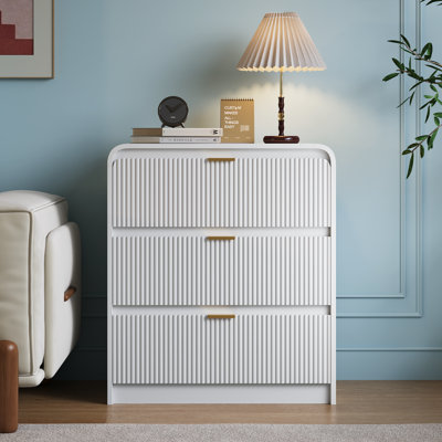 3 Drawer Fluted Nightstand For Bedroom, 27.6’’w X 15.8’’d X 31.5’’h by Winston Porter