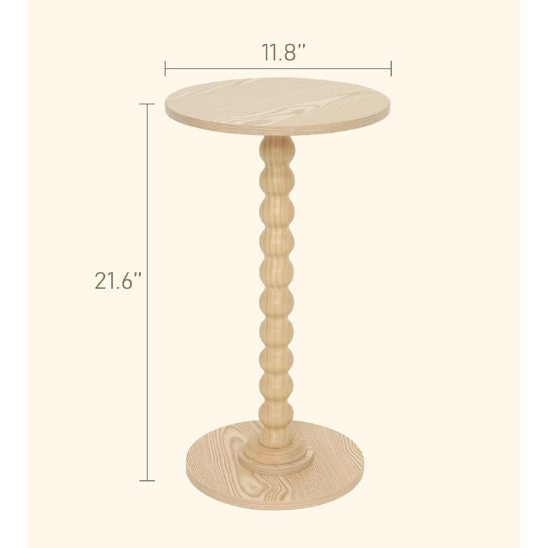 Modern Accent Table Martini Table with Solid Wood Leg Round End Tables Side Table, Natural