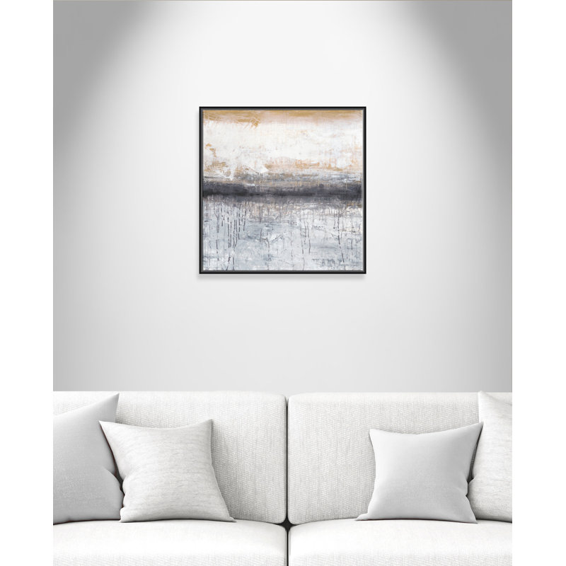 Winter Lake Horizon - peinture à cadre flottant, Cadre noir, H 30 po x l 30 po x P 2 po